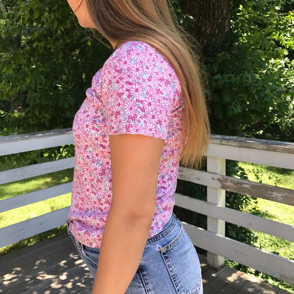 100% Cotton Floral T-Shirt Size M - Picture 3 of 4